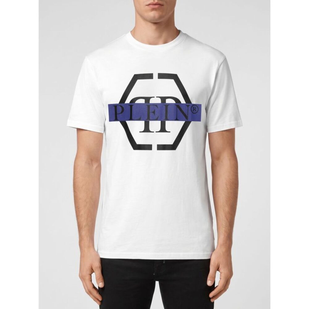 Philipp Plein Men Philipp Plein Slim Fit Hexagon Logo Monogram Cotton T-Shirt